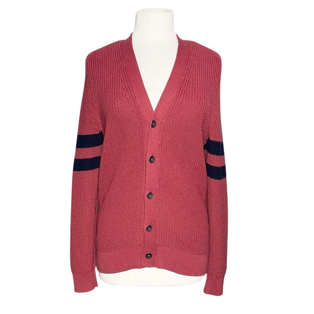 NWT EXPRESS Women’s Classic Prep Striped Button Up Red Cardigan